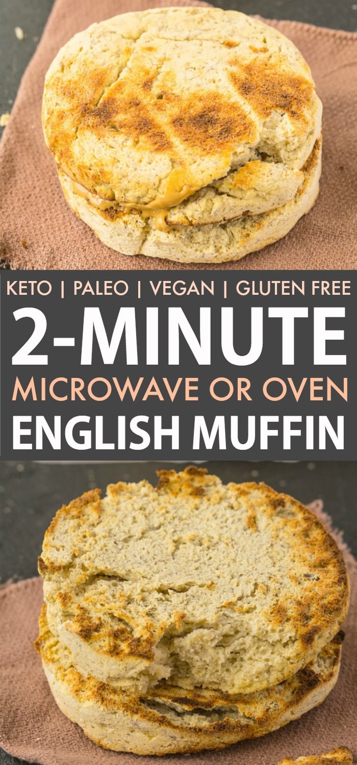 A recipe for an English Muffin in the microwave that tastes like banana bread! Easy, vegan and keto! 