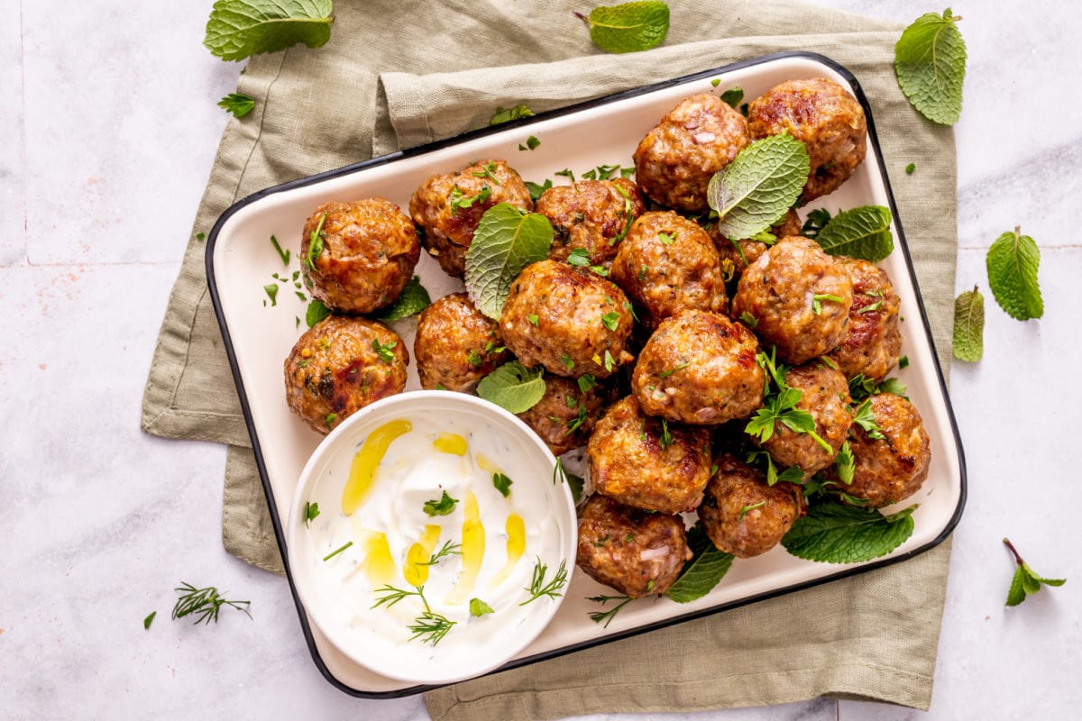 baked lamb meatballs.