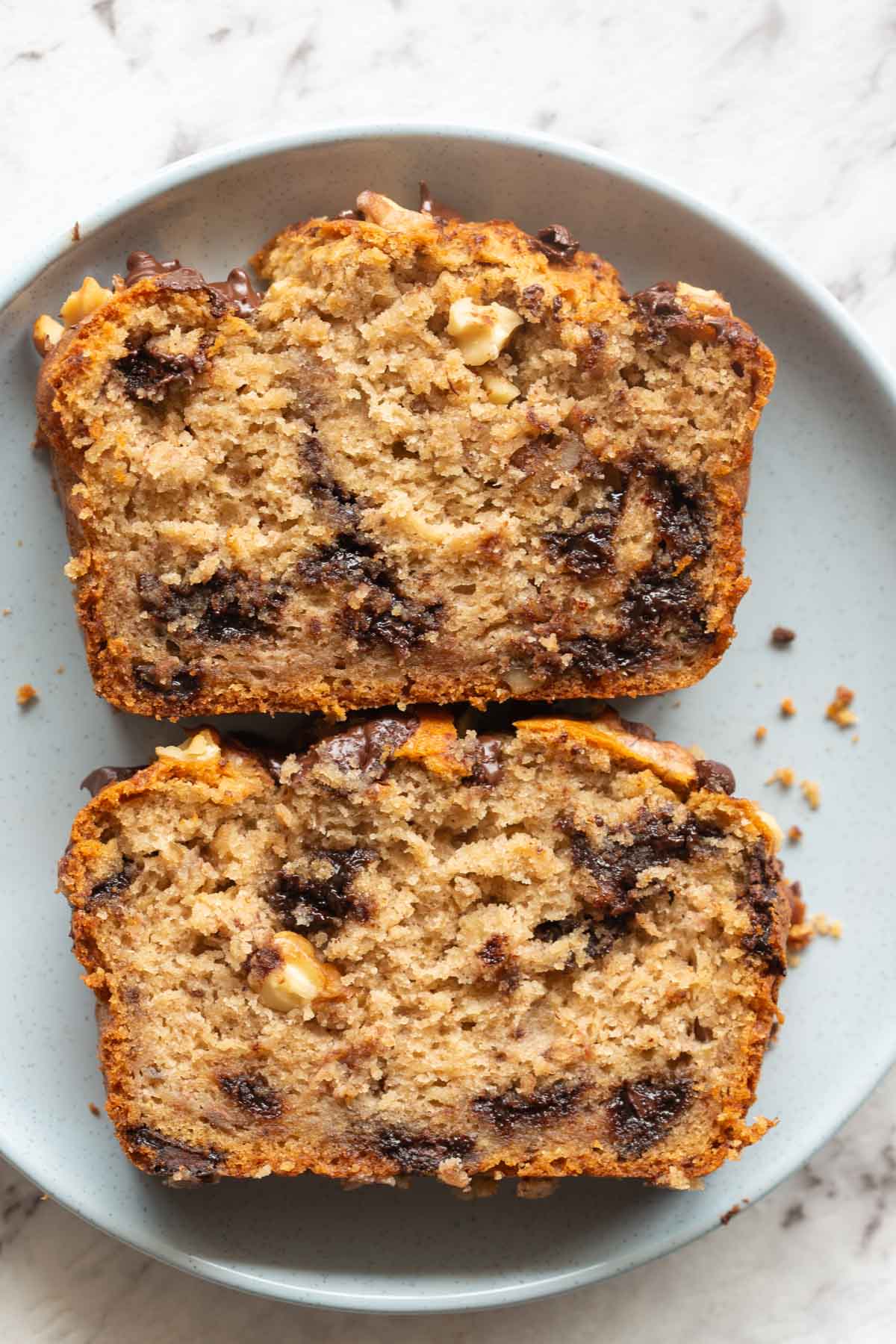 banana bread with chocolate chips.