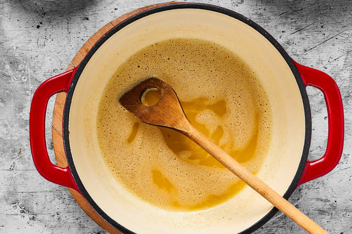 butter and oil in Dutch oven.