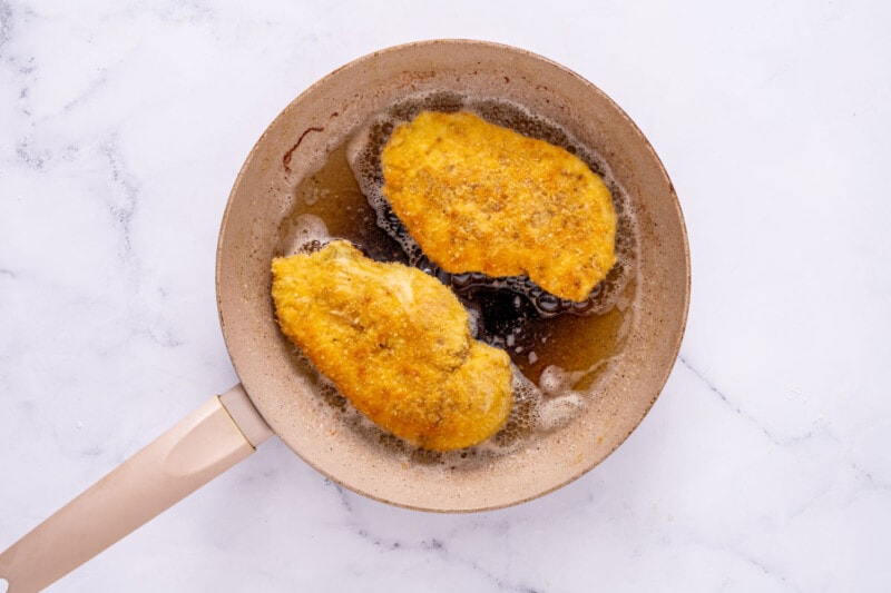 frying breaded chicken breasts.