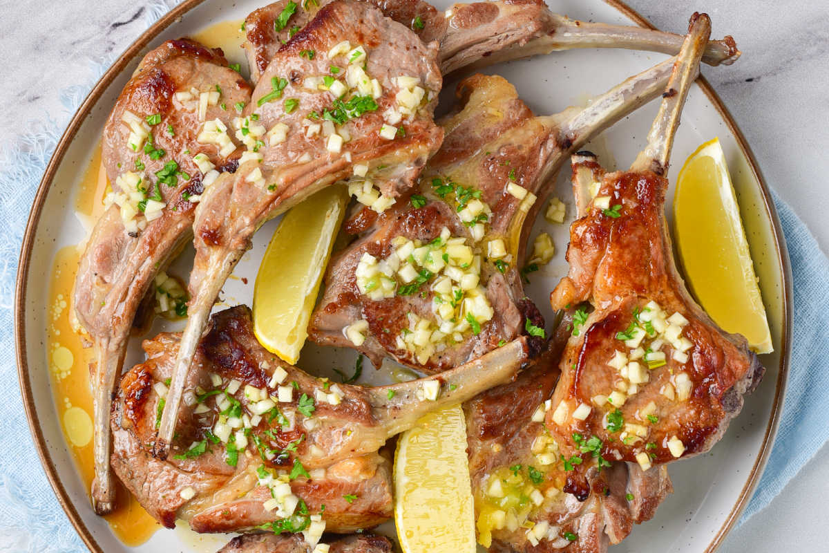 garlic butter lamb lollipops.