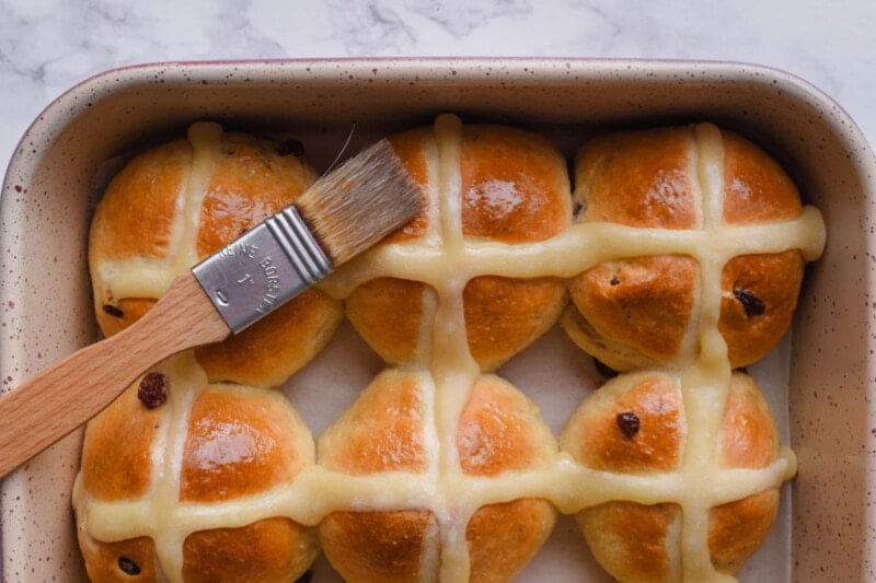 glazed hot cross buns.