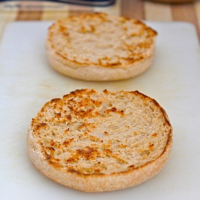 Healthy 3 Minute Microwave English Muffin made with NO flour, NO oil, NO butter and comes with a tested oven option! {vegan, gluten free, paleo recipe}- thebigmansworld.com