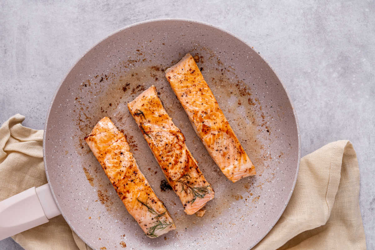 pan seared sous vide salmon.