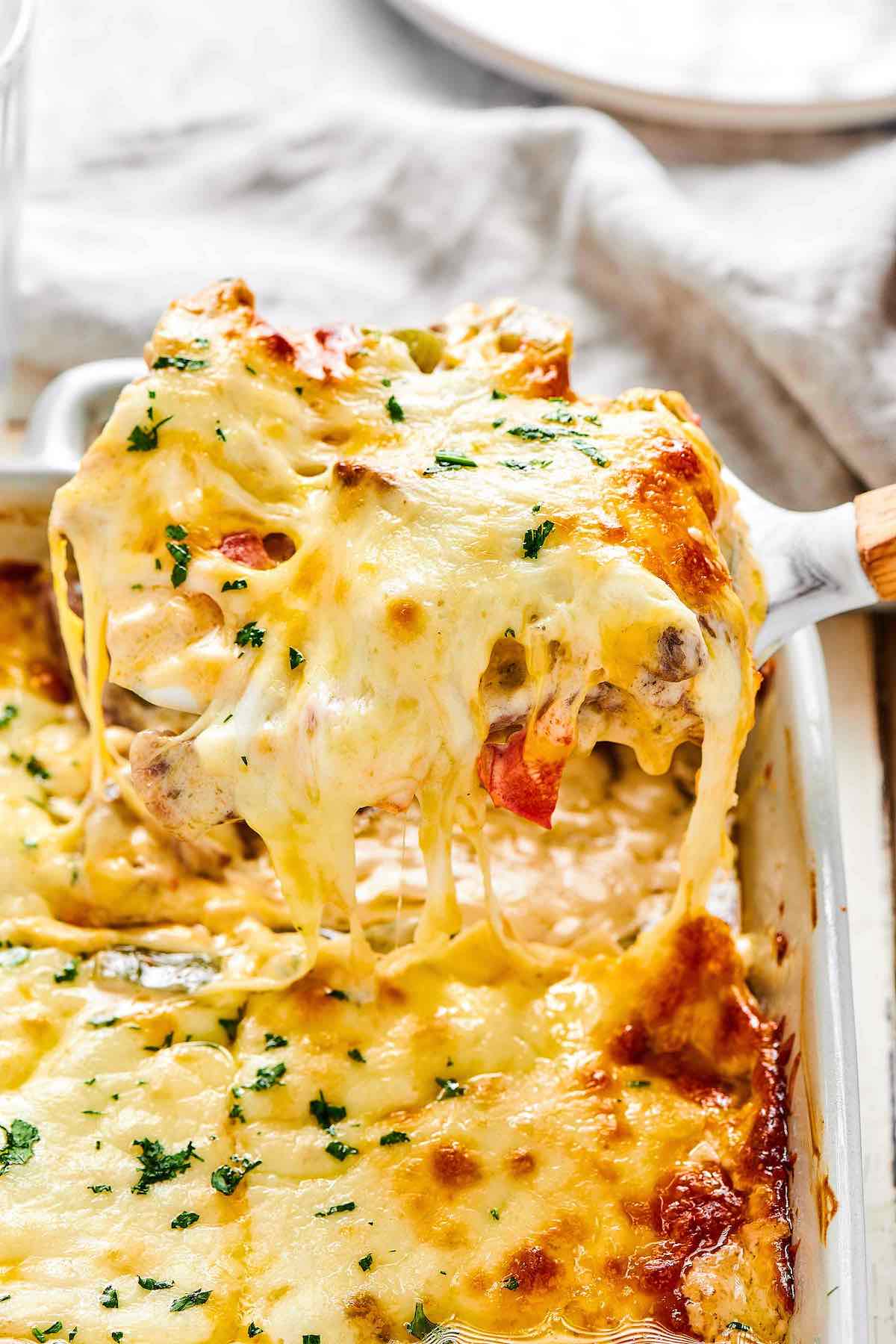 philly cheesesteak casserole.