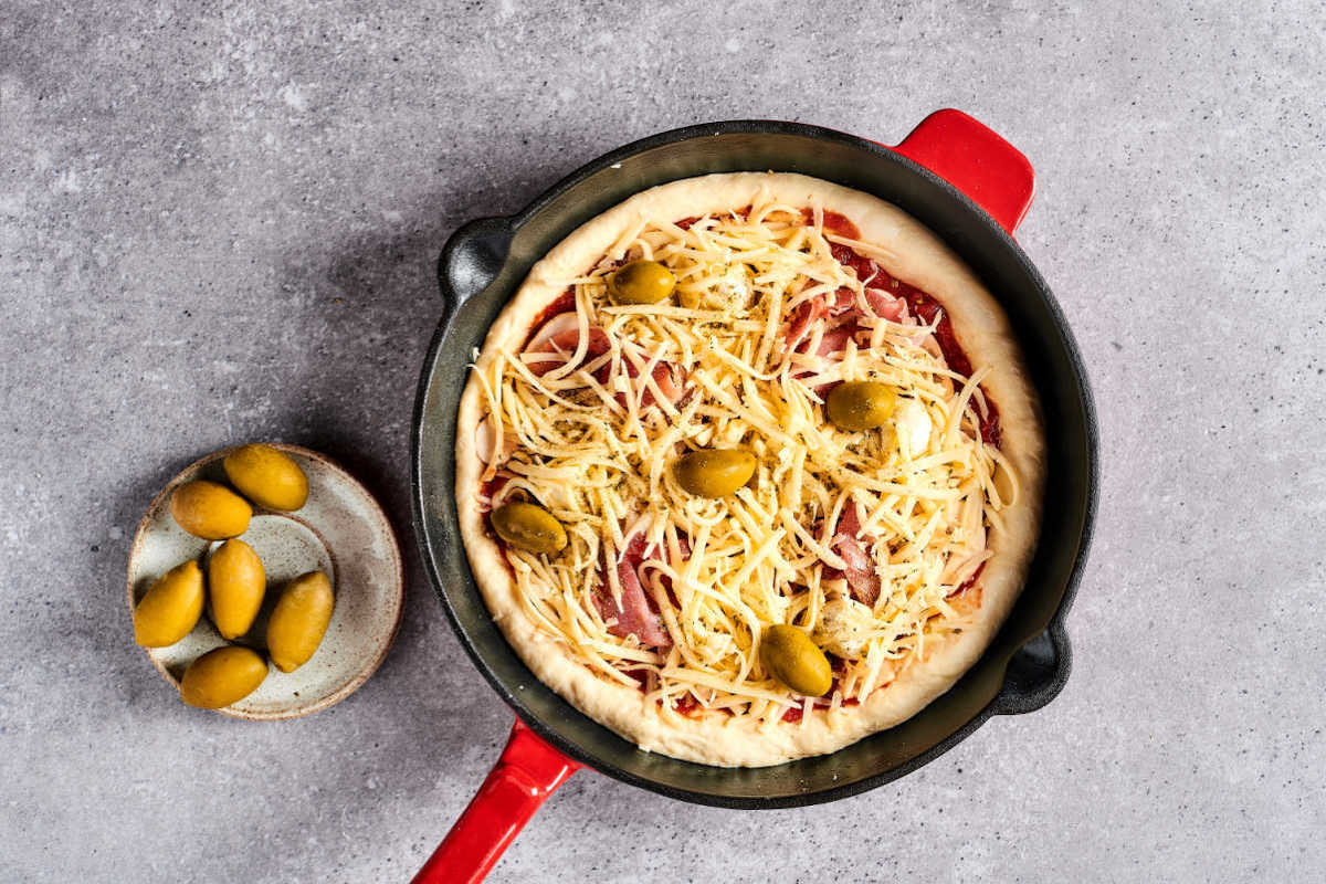 pre baked cast iron pizza.