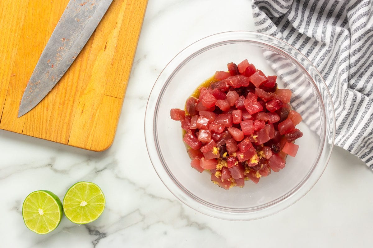 raw tuna in marinade.