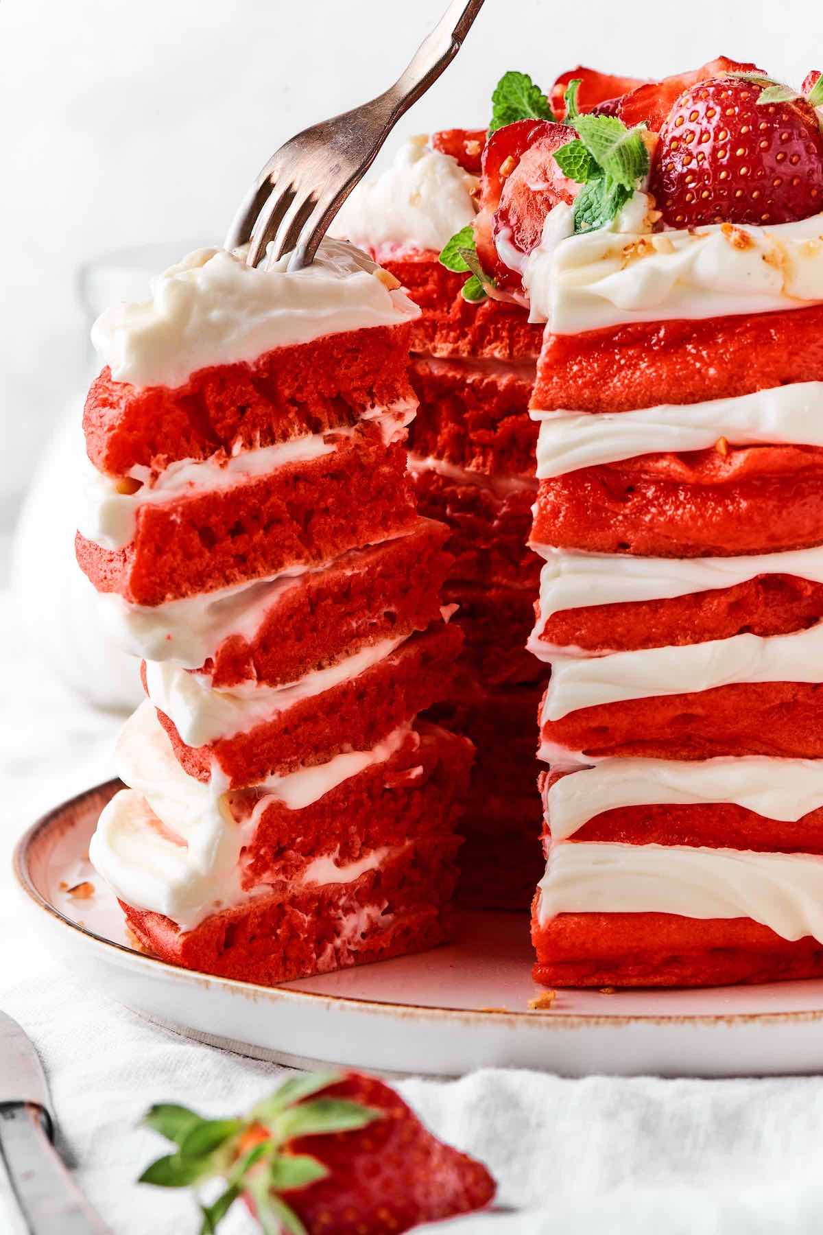 red velvet pancake.