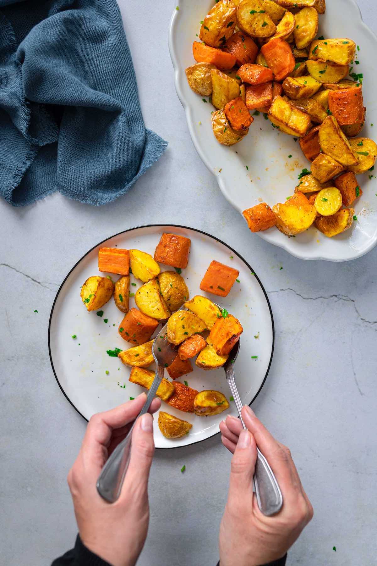 roast potatoes and carrots.