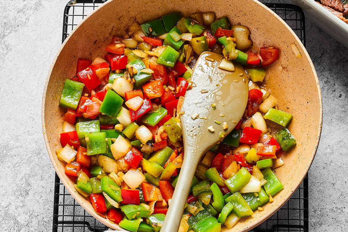 sauteed peppers and onions.