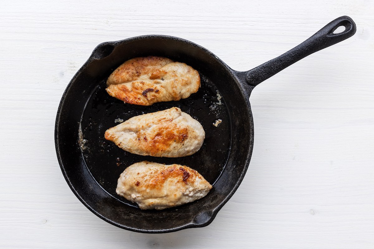 seared chicken breast fillets.