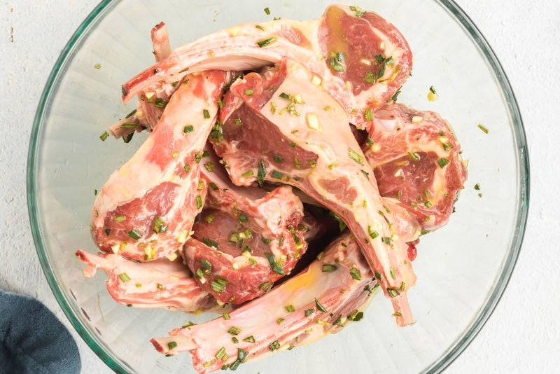 seasoned lamb chops.