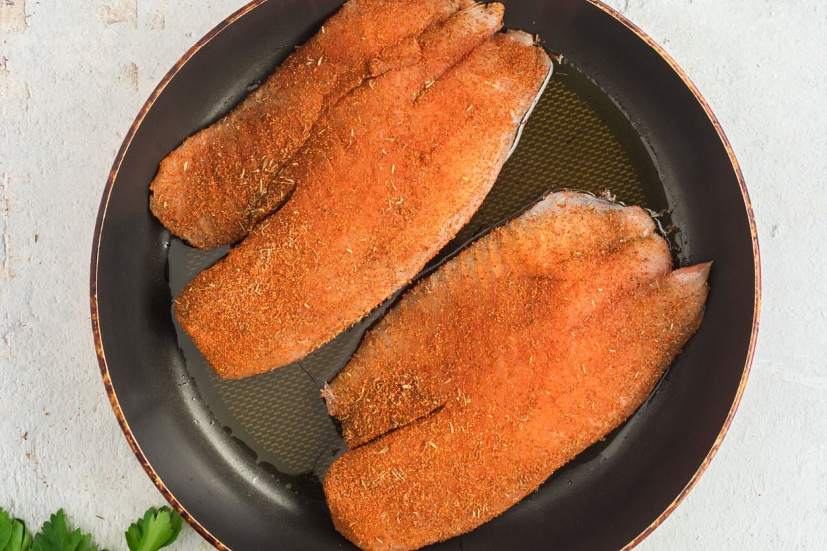 seasoned tilapia fillets.