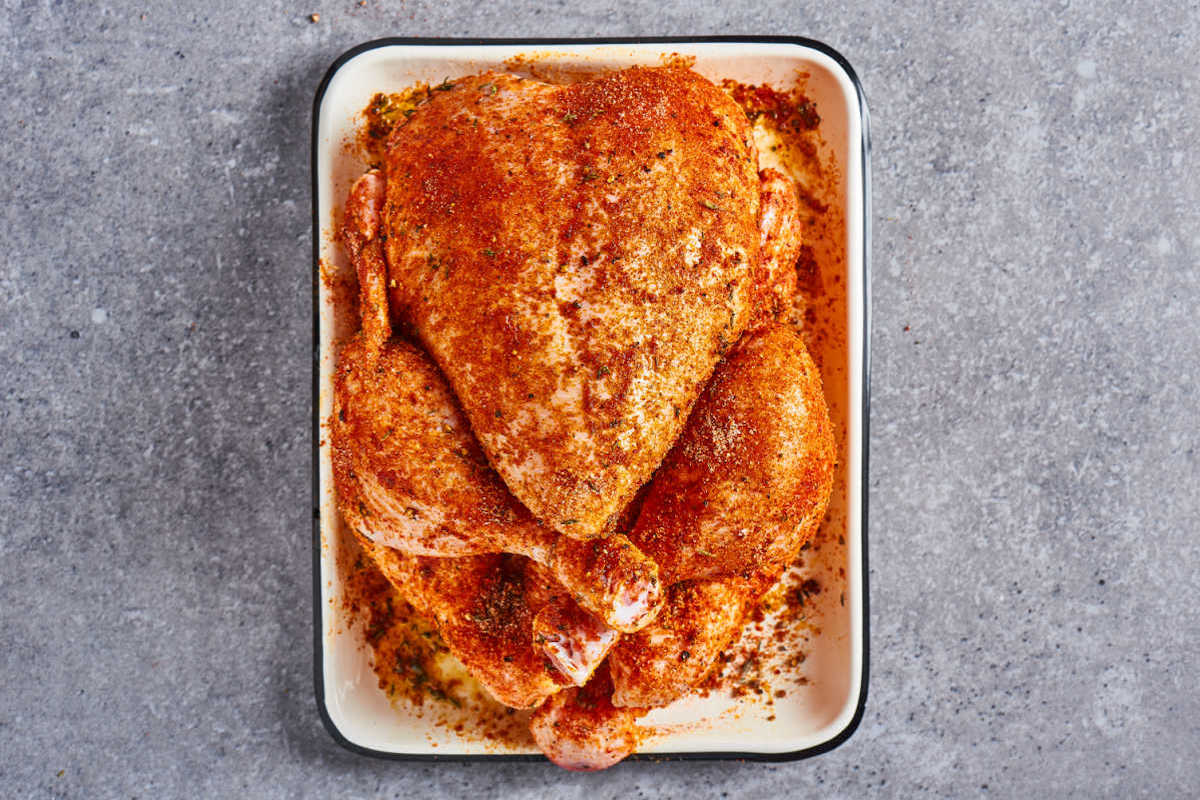 seasoned whole chicken.