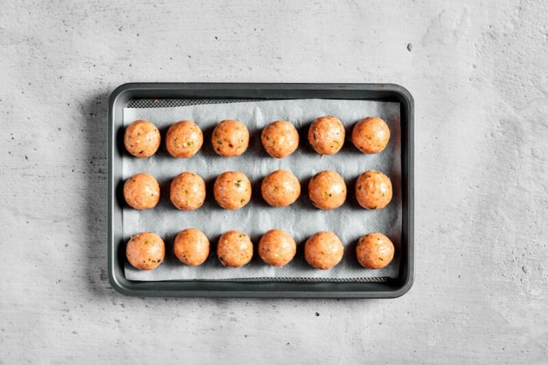 shaped chicken meatballs.