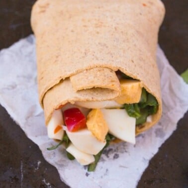 Healthy Skinny Sweet Chilli Egg Salad Wraps made with NO mayonnaise but SO tasty- The salad itself is completely gluten free and paleo friendly! - thebigmansworld.com