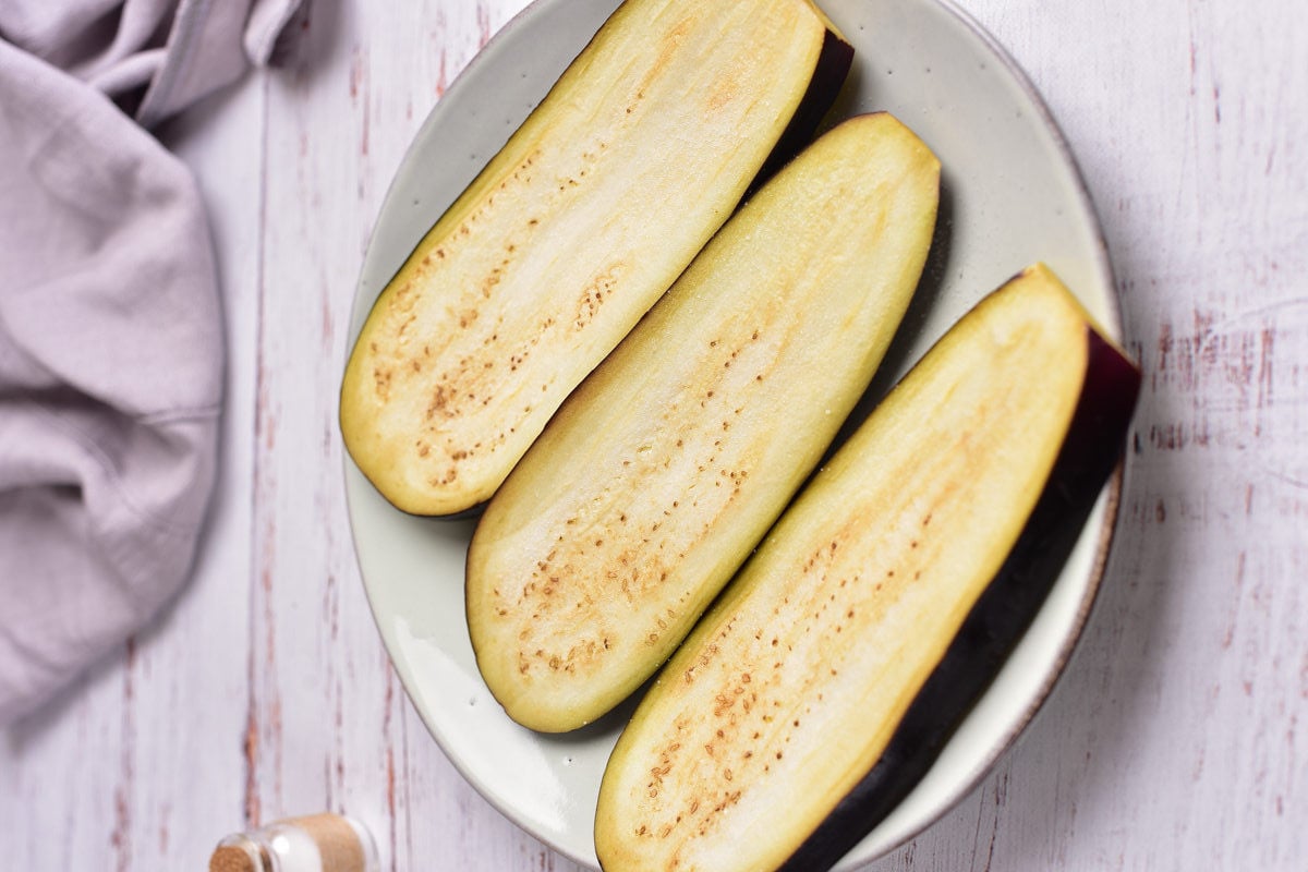 sliced and salted eggplant.