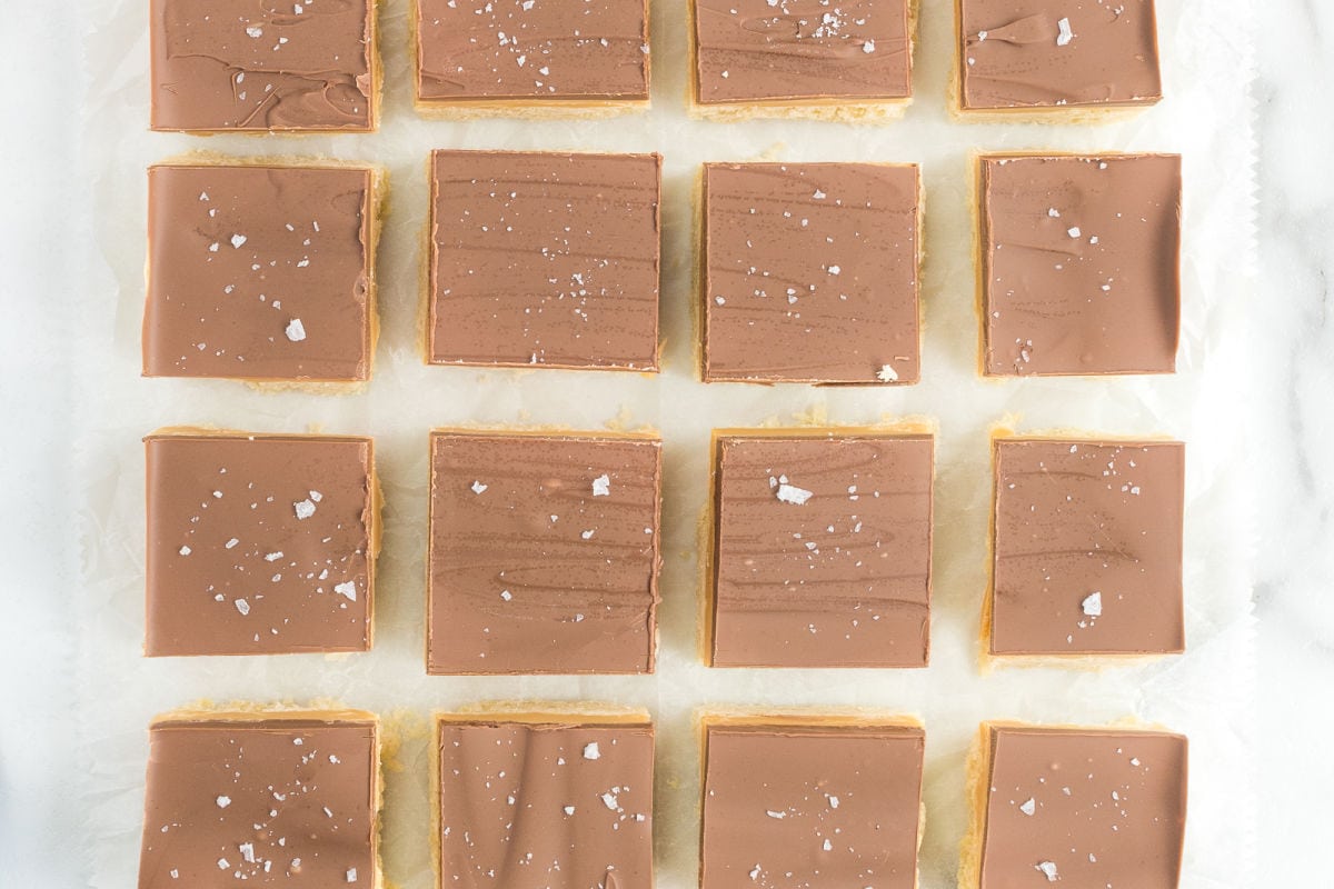 sliced caramel slice.