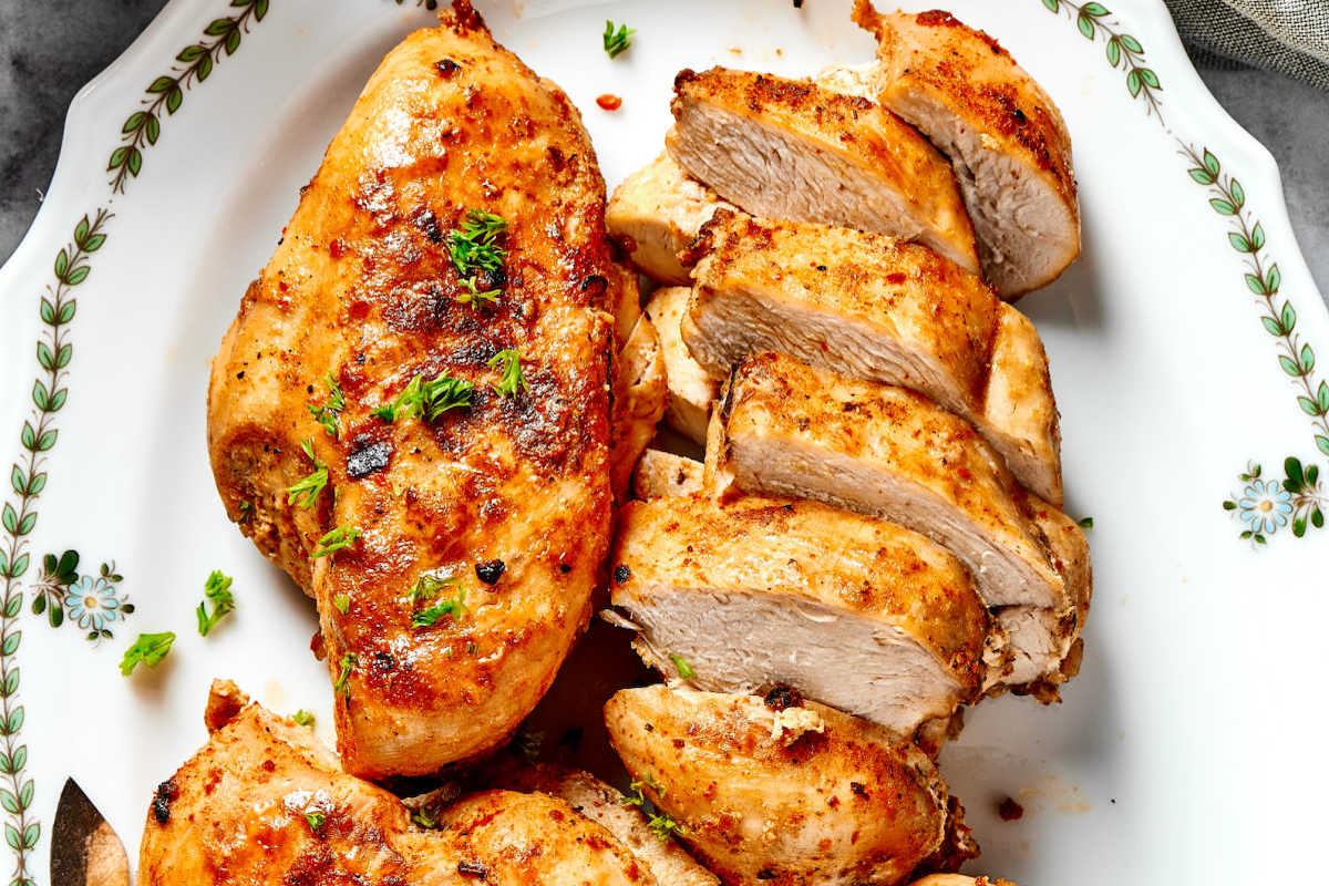 sliced instant pot chicken breast.