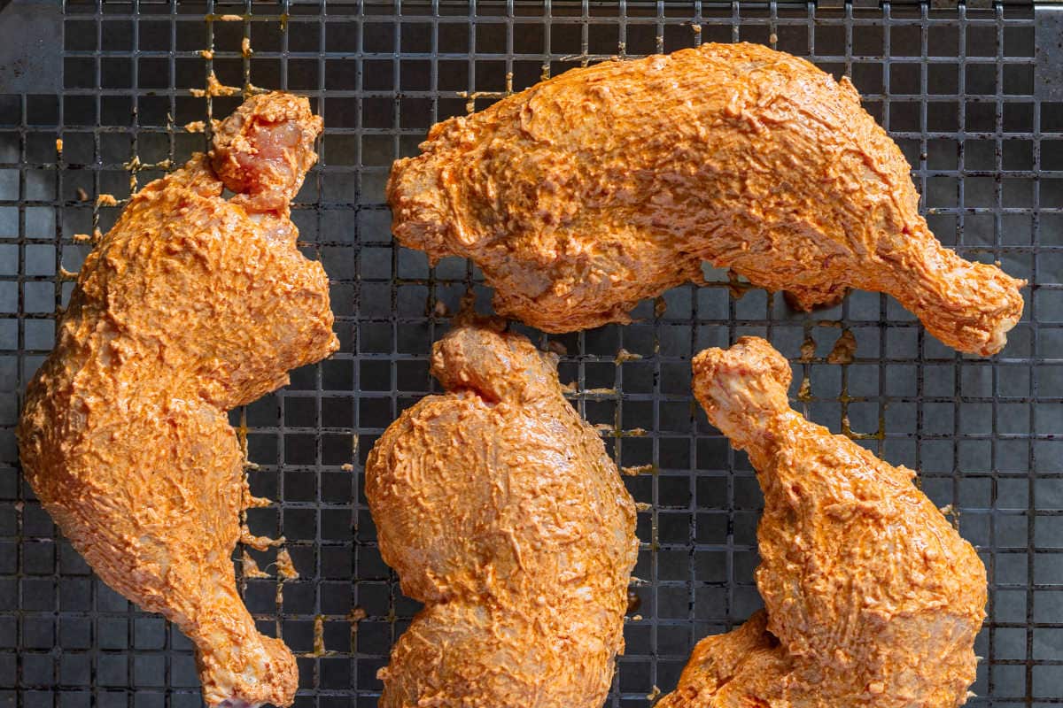 tandoori chicken on wire rack.