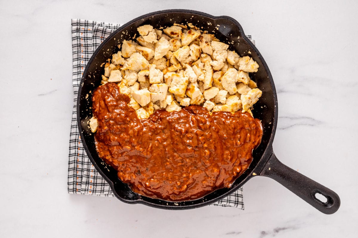 tofu with sofrita sauce.