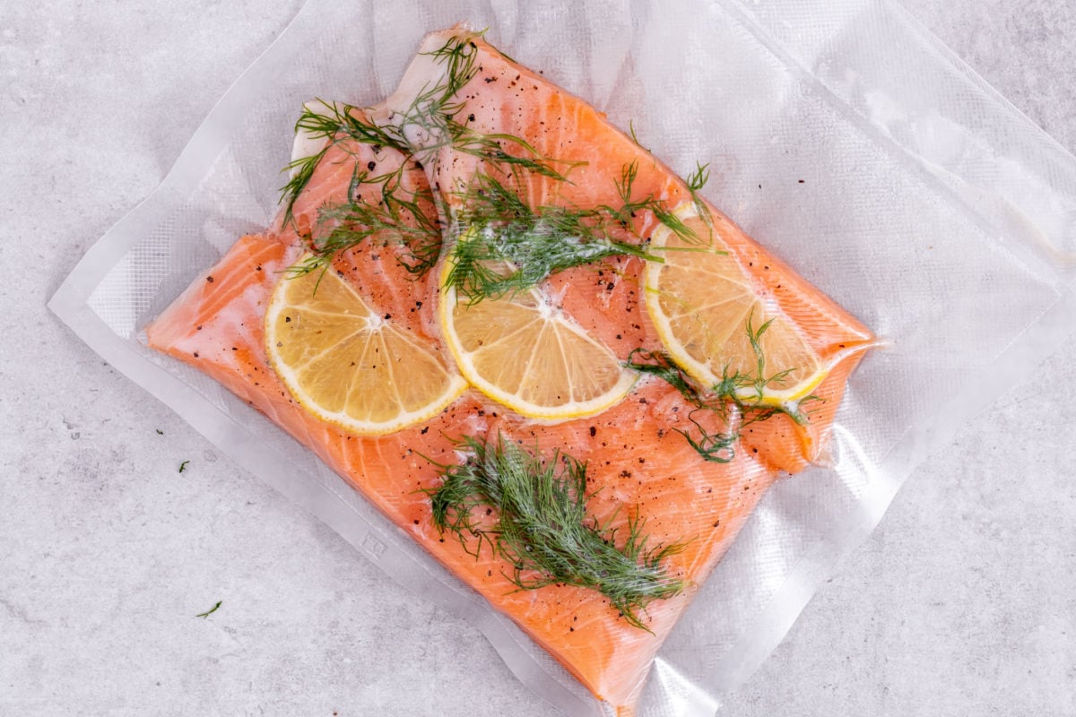 vacuum sealed salmon.