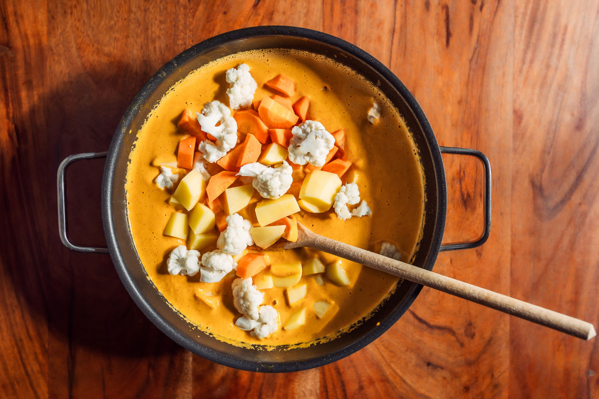 vegetables in slow cooker.